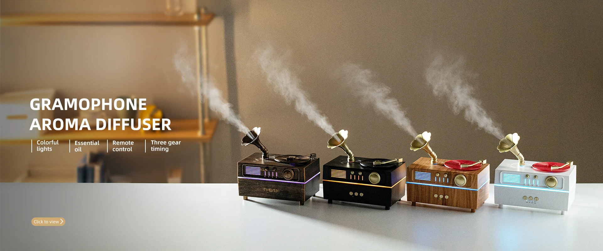 Gramafon Bluetooth Hoparlör Uçucu Yağlar Difüzör Retro Dönen Fonograf Tasarım Ultrasonik Serin Hava Nemlendiricisi